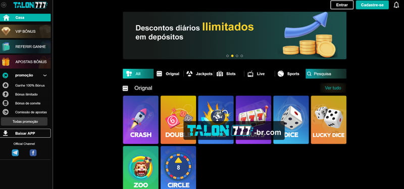 Bônus de cashback em cassino ao vivo